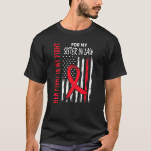 T-shirt Rouge Son Combat Belle-Sœur Maladie Cardiaque Sens
