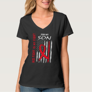 T-shirt Rouge Son Combat est mon Combat Maladie Cardiaque