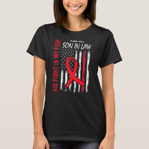 T-shirt Rouge Son Fils De Combat En Droit Maladie Cardiaqu