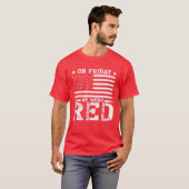 T-shirt ROUGE Vendredi Souvenez-vous de tous déployés USA  (Devant entier)