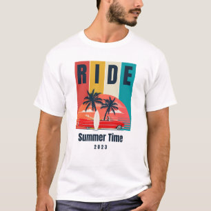 T-shirt Rouge vert rétro heure d'été