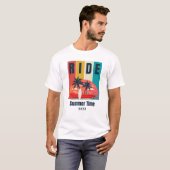 T-shirt Rouge vert rétro heure d'été (Devant entier)