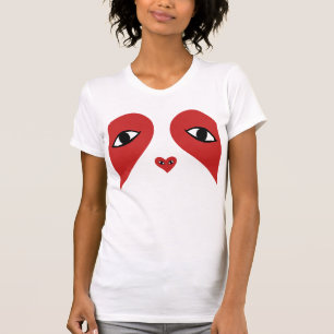 T-shirt Rouge Visage Amour Yeux de Coeur