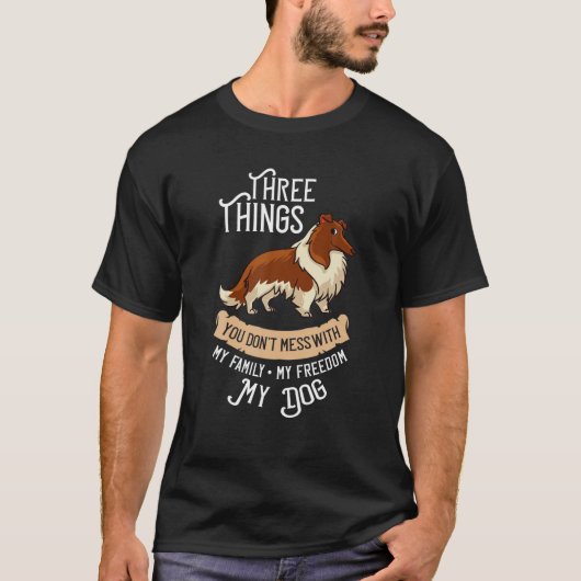 T-shirt Rough Collie Chien Chien Chien Chien Chien Chien C (Devant)