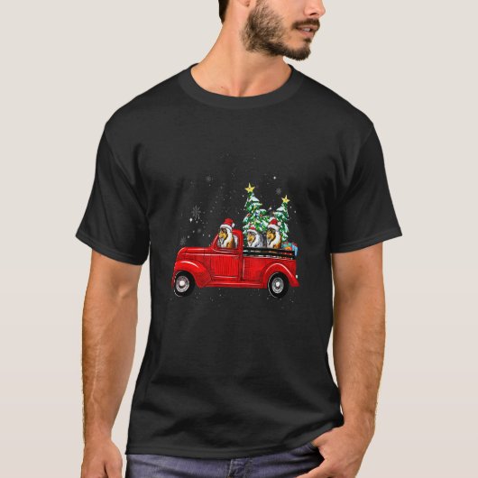T-shirt Rough Collie Chien conduisant Xmas Camion Arbre de (Devant)