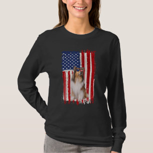 T-shirt Rough Collie Chien Drapeau Américain Patriotique 4