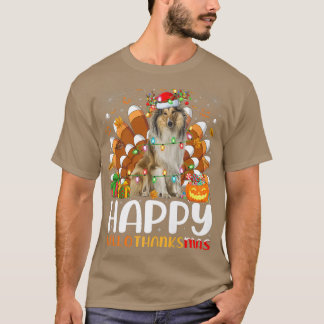 T-shirt Rough Collie Chien Halloween Noël Happy Halloth