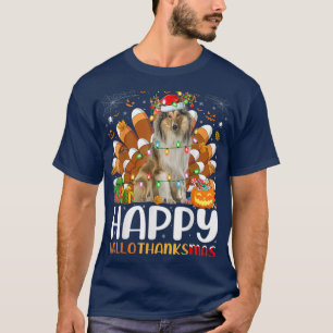 T-shirt Rough Collie Chien Halloween Noël Happy Halloth