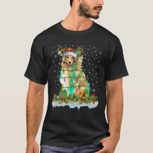 T-shirt Rough Collie Chien Xmas Lumières Père Noël Rough C