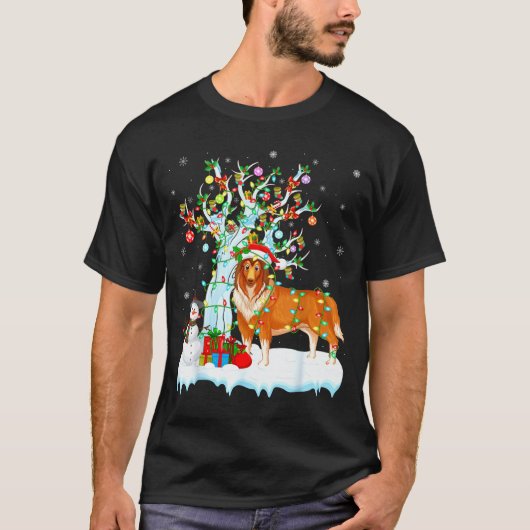 T-shirt Rough Collie Dog Xmas Tree Lighting Rough Collie C (Devant)