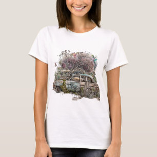 T-shirt Rouille et Réflexion : Voitures Vintage Aquarelle