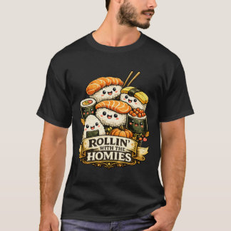 T-shirt Rouler Avec Les Copains Mignon Sushi