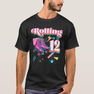 T-shirt Rouler Dans 12 Roller Skate 12E Anniversaire Fille