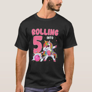 T-shirt Rouler Dans 5 Anniversaire 5 Ans Licorne Bowling 5
