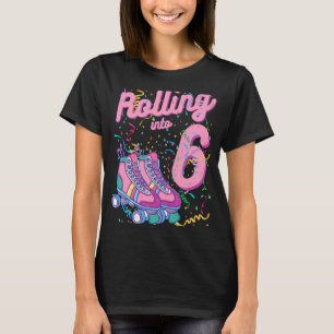 T-shirt Rouler Dans 6e Anniversaire Rouleau Patins 6 Ans O