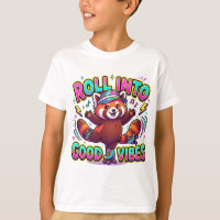 T-shirt Rouler Dans De Belles Vibrations Panda Rou
