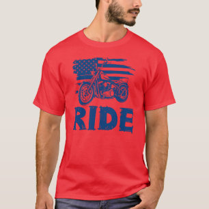 T-shirt Rouler, Drapeau Américain Motard