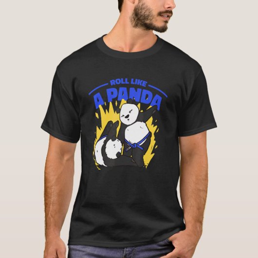T-shirt Roulez Comme Un Panda Bjj Jiu Jitsu Blue Belt Pand (Devant)