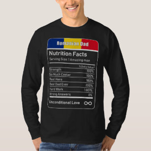 T-shirt Roumain Papa Nutrition Facts Fête des pères Cadeau
