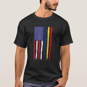 T-shirt Roumaine Racines Drapeau Demi-Américain Patriotiqu