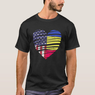 T-shirt Roumanie American Gros Coeur USA Patriot Heritage