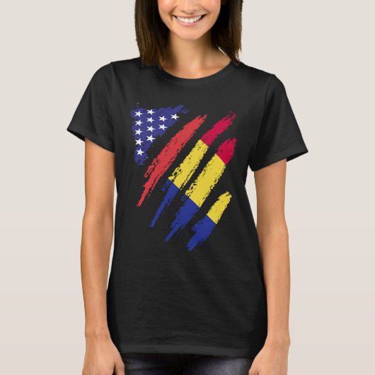 T-shirt Roumanie American Grosse Drapeau USA Patriot Herit (Devant)