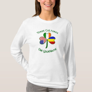 T-shirt Roumanie Irlande États-Unis Trèfle Drapeau Personn