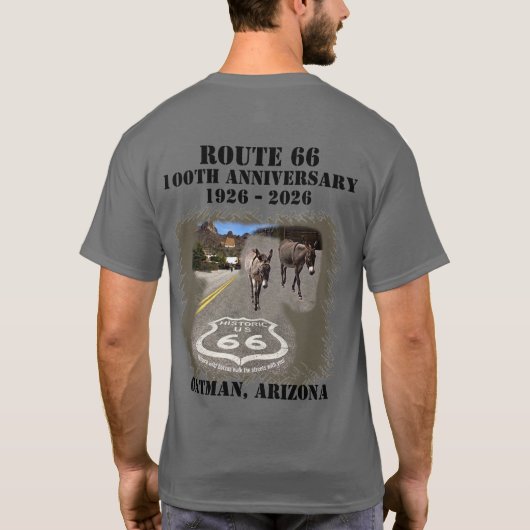 T-shirt Route 66 100e anniversaire Oatman Arizona Retour (Dos)