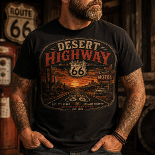 T-shirt Route 66 Autoroute du Désert Americana Vintage