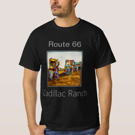 T-shirt Route 66, Cadillac Ranch, Amarillo Texas (Devant)