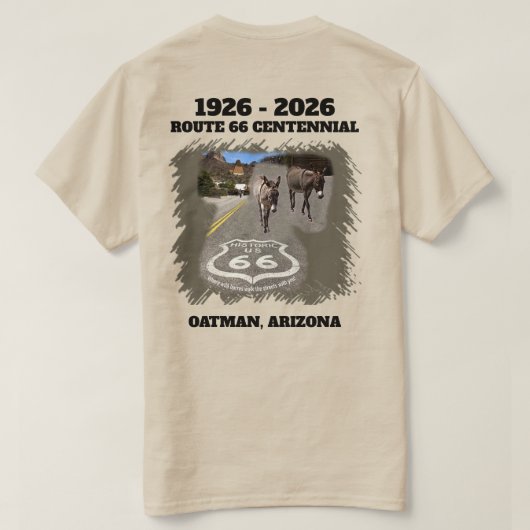 T-shirt Route 66 Centennial Oatman, Arizona Retour (Design dos)