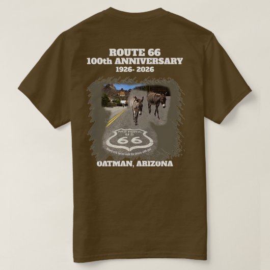 T-shirt Route 66 Centennial Oatman Arizona Retour (Design dos)