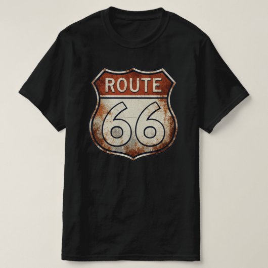 T-shirt Route 66 Rusty Road Sign (Design devant)