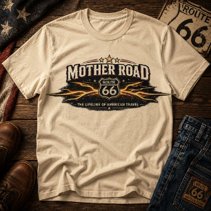 T-shirt Route 66 vintage, la route mère, ligne de vie de l
