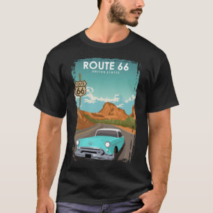 T-shirt Route 66 Vintage Retro American Travel Poster