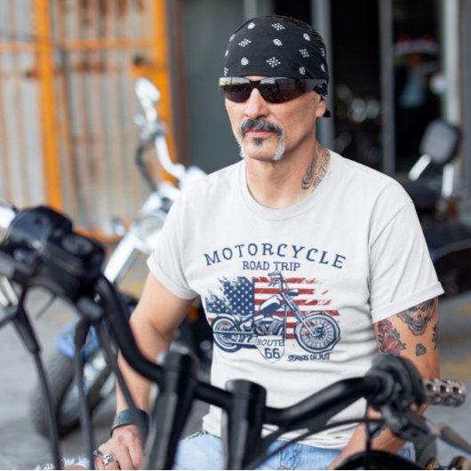 T-shirt Route de moto Route 66 Sturgis ou Bust