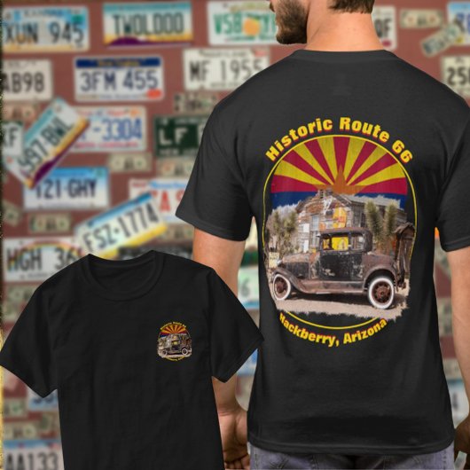 T-shirt Route historique 66 Hackberry, Arizona Front Back