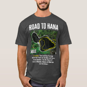 T-shirt Route Vers Hana Carte Maui Island Surfing Hawaiian