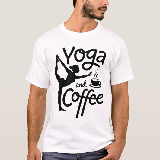 T-shirt Routine matinale consciente de yoga et de café (Devant)