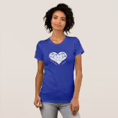 T-shirt Royal Blue, Blanc Floral Heart Bride (Devant entier)