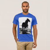 T-shirt Royal Blue Modèle Runse Horse Modern Pop Art (Devant entier)