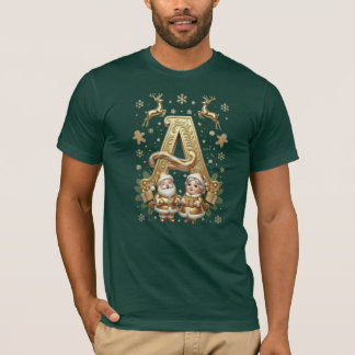 T-shirt Royal Gold Letter A Luxury Forest Green Shirt