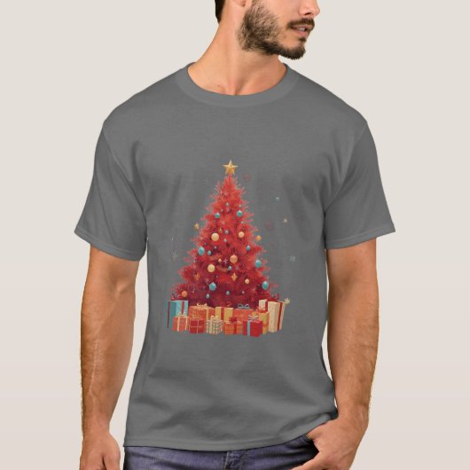 T-shirt Royal Red Festive Glow: Premium Christmas Tree (Devant)