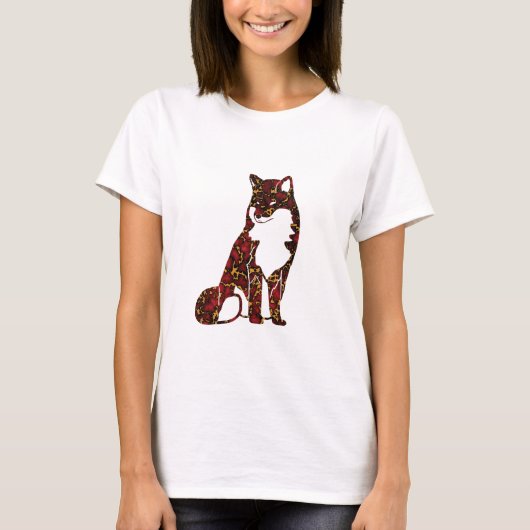 T-shirt Royal Ruby Red et Gold Marble Texture sur renard (Devant)