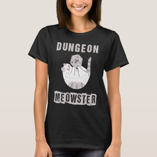 T-shirt RPG Dice D20 Polyèdre de Nerdy Dungeon Meowste (Devant)