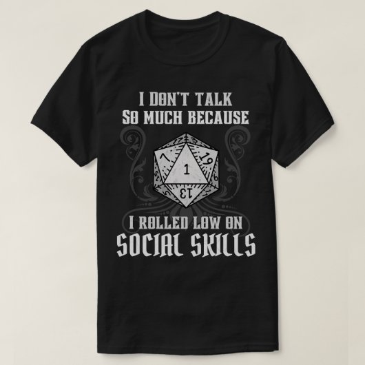 T-shirt RPG Fun Compétence Sociale Cube Pen (Design devant)