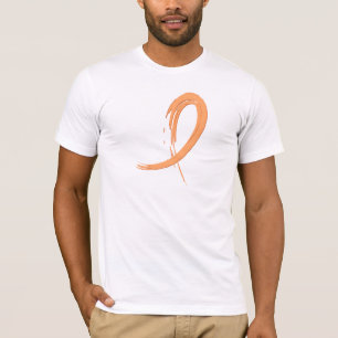 T-shirt Ruban A4 de la pêche du cancer du corps utérin