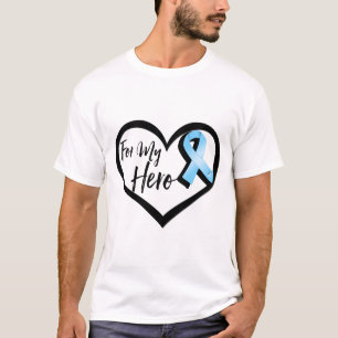 T-shirt Ruban bleu-clair de conscience pour mon héros