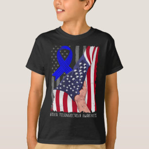 T-shirt Ruban Bleu du Drapeau Américain pour la Sensibilis