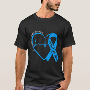 T-shirt Ruban Bleu en forme de Cœur pour la Sensibilisatio